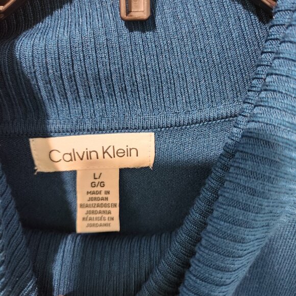 Calvin Klein Women's Teal Blue Long Sleeve Classic Soft Turtleneck Sweater-Large - Picture 2 of 7
